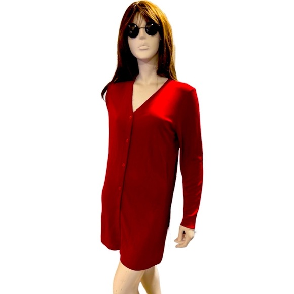 Josephine Chaus Red Button- Down Shirt Dress - Picture 2 of 3